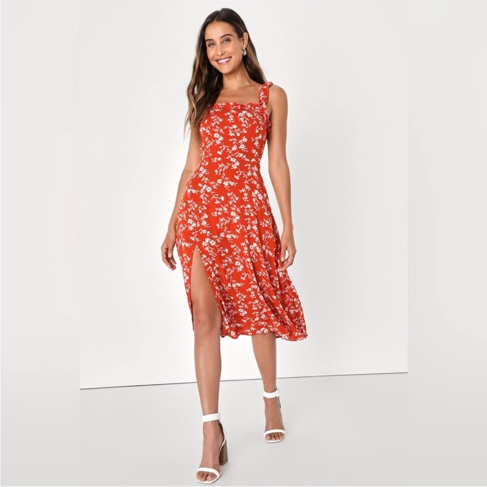 Red floral Lulus dress